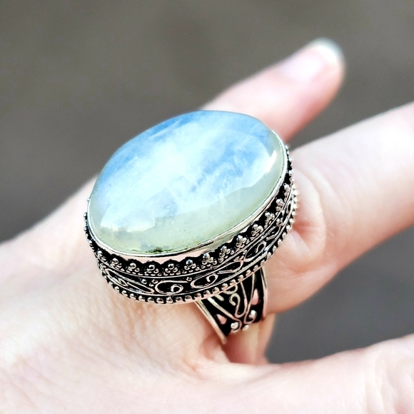 New Stunning Rainbow Dichroic Glass 925 Silver Ring. - Picture 1 of 12